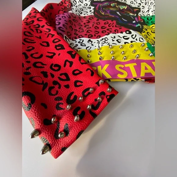 AZALEA WANG Studded Moto Jacket, Wonka Colors Rock Star Game Moto Jacket Sz: XL - Picture 10 of 16